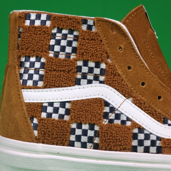 RARE Vans Sk8-Hi Tapered Tufted Checked Golden Brown VN0009QP1M7 ✨️NEW✨️ - Picture 7 of 9